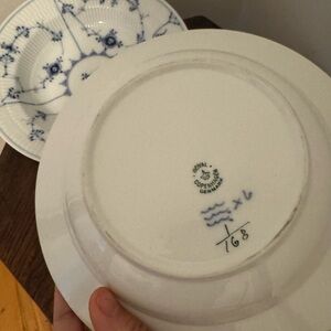 Two Royal Copenhagen BLUE FLUTED PLAIN 168 Rimmed Soup Bowl